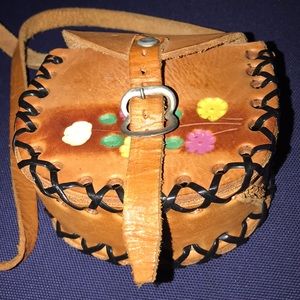 Genuine leather hand tooled girls bag